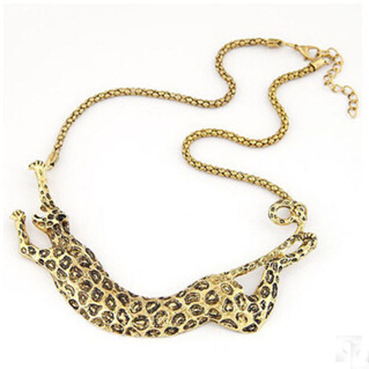 Curaçao bronze leopard punk Necklace