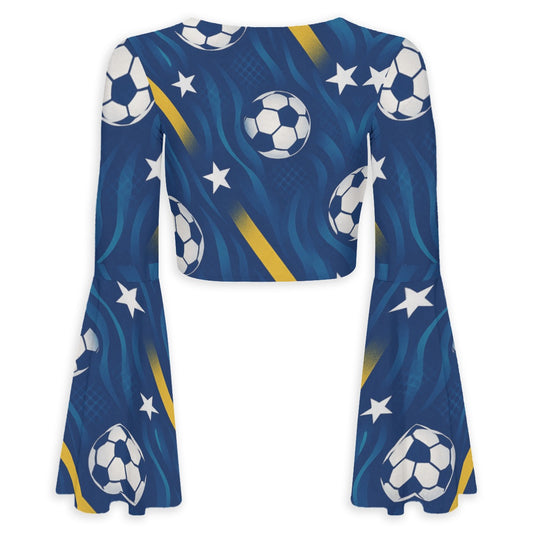 All-Over Print Women's Breathable And Comfortable Top With Bell Sleeve