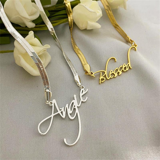 Ins Wind Blade Chain Necklace Custom Name