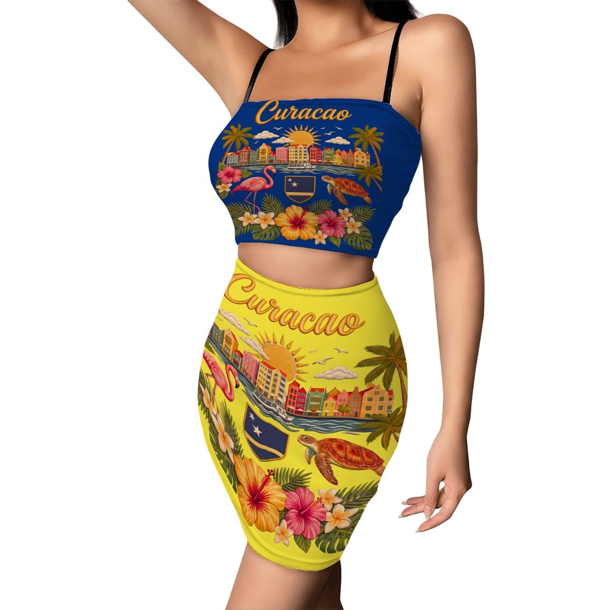 Curacao Women's Crop Top Skirt Set