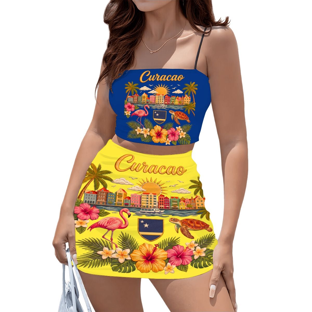 Curacao Women's Crop Top Skirt Set