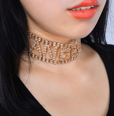 Curaçao Angel rhinestone choker Island Style