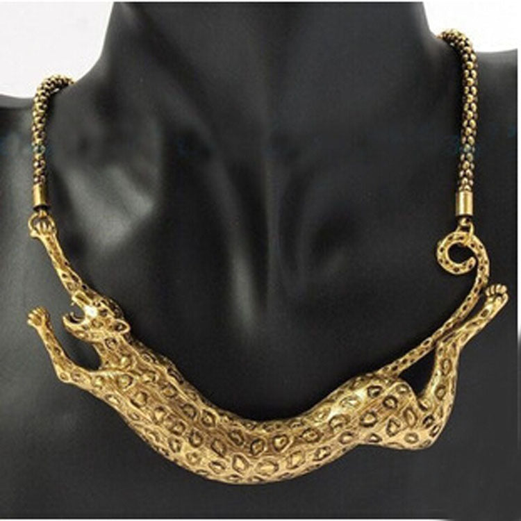 Curaçao bronze leopard punk Necklace