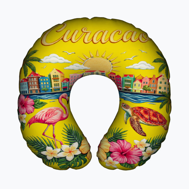 Curaçao Plush Velvet Neck Pillow | All-Over Print