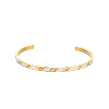 Rectangle Zircon Opening Bracelet Simple Stainless Steel