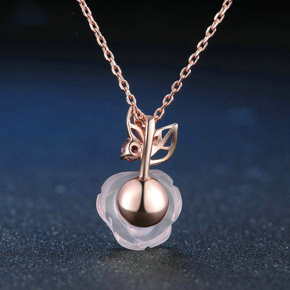 Rose Hibiscus Pendant Necklace