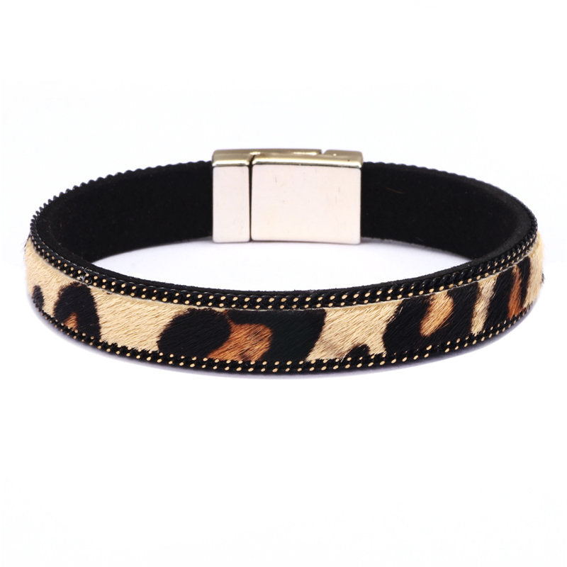 Leopard head U-shaped alloy simple bracelet
