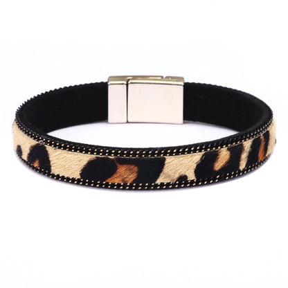 Leopard head U-shaped alloy simple bracelet