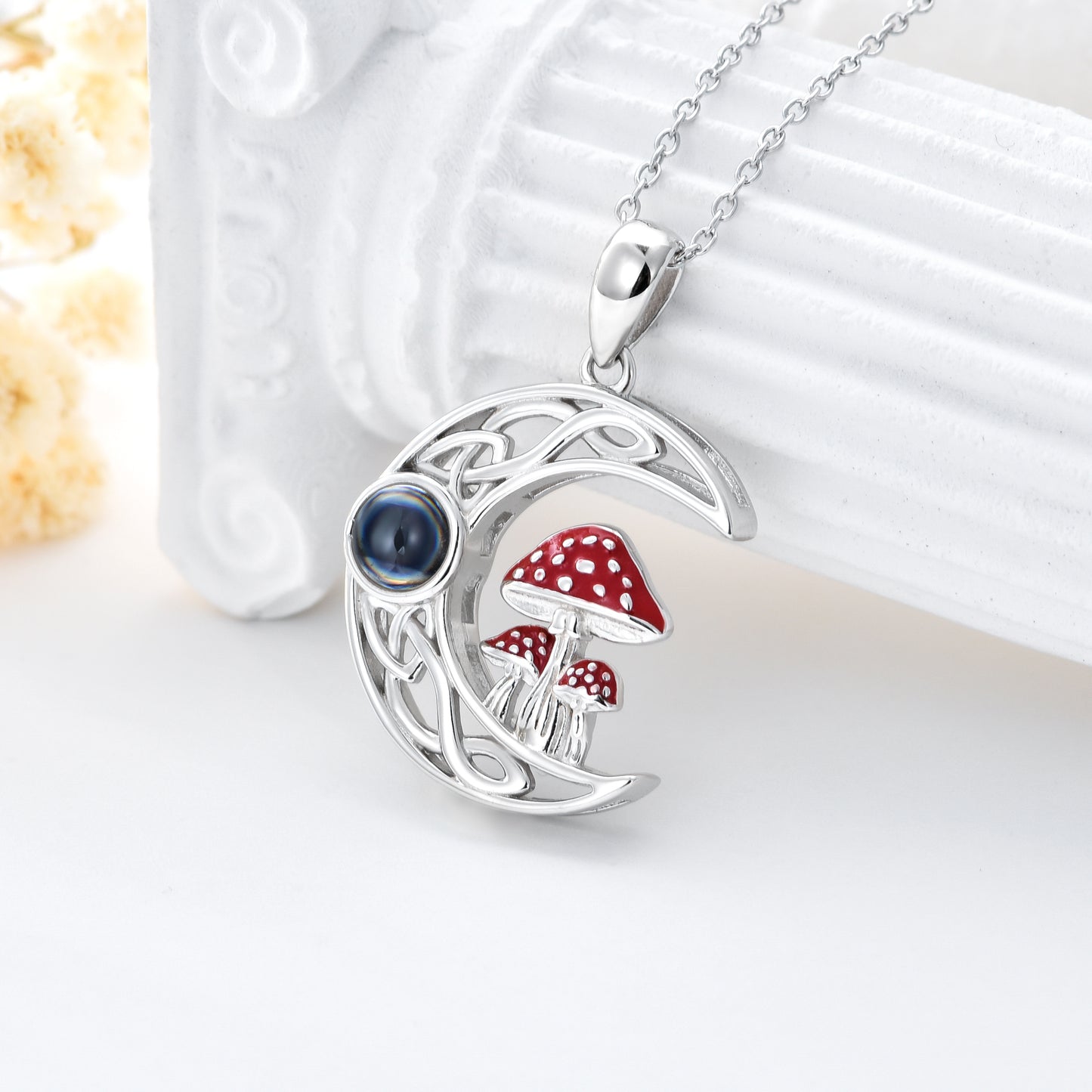 Curaçao stone mushroom moon Necklace