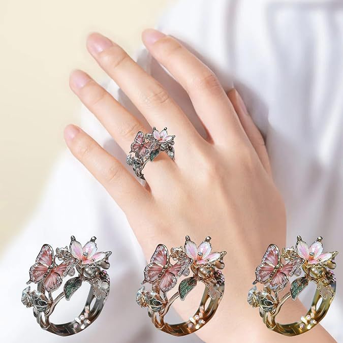Curaçao Butterfly Crystal adjustable Ring