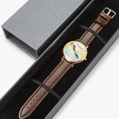 Curaçao rose gold watch closeup