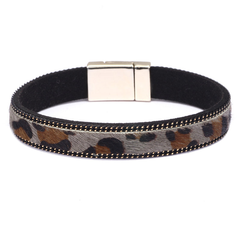 Leopard head U-shaped alloy simple bracelet