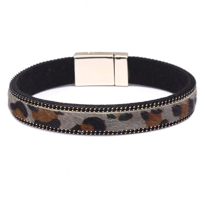 Leopard head U-shaped alloy simple bracelet