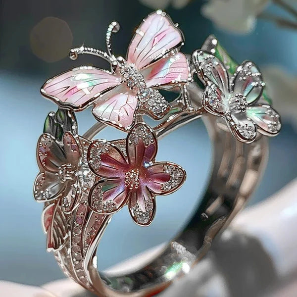 Curaçao Butterfly Crystal adjustable Ring