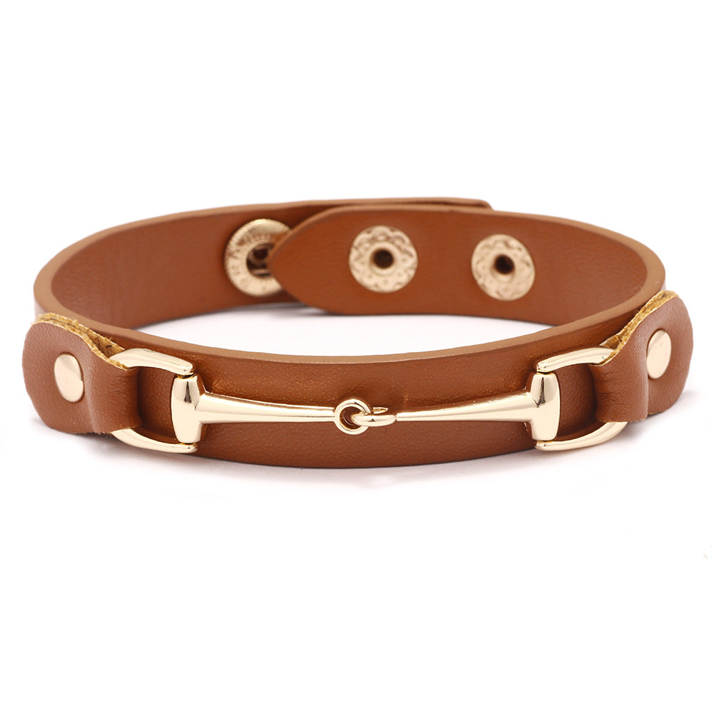 Leopard head U-shaped alloy simple bracelet