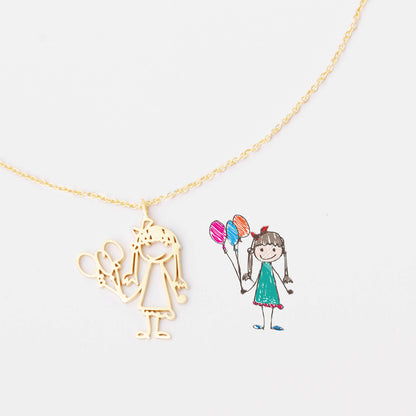 Curaçao baby hand drawing Necklace