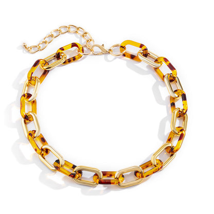 Single Layer Leopard Print U-lock Single Layer Cross Chain Necklace