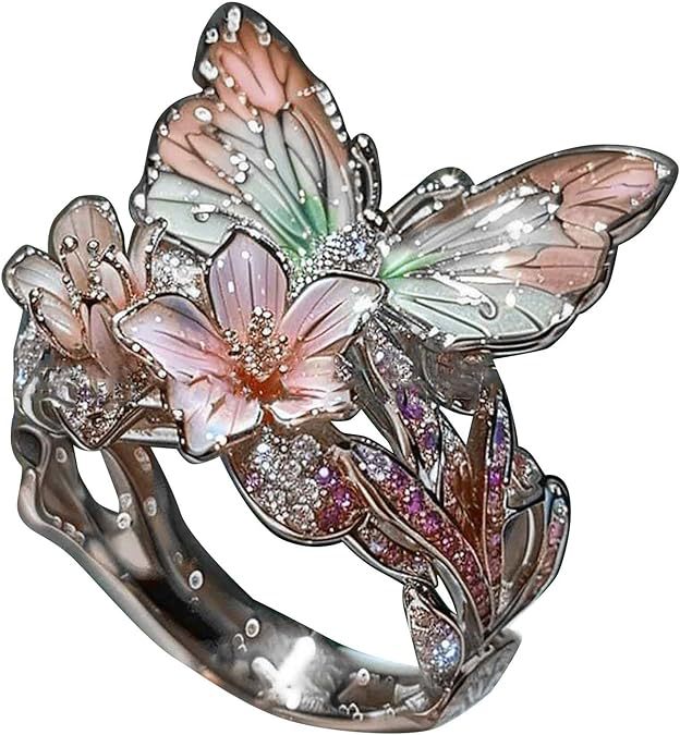 Curaçao Butterfly Crystal adjustable Ring