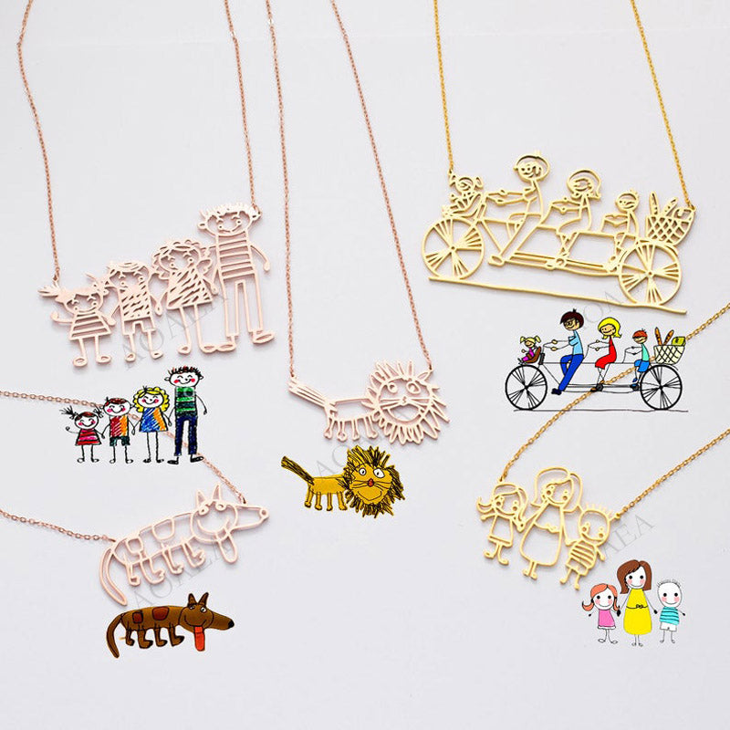 Curaçao baby hand drawing Necklace