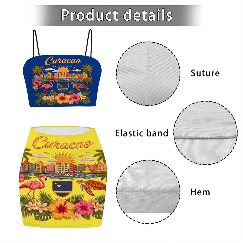 Curacao Women's Crop Top Skirt Set