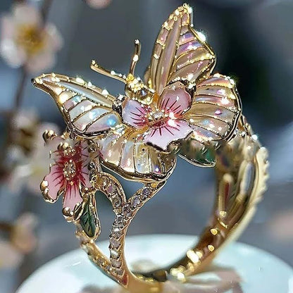 Curaçao Butterfly Crystal adjustable Ring
