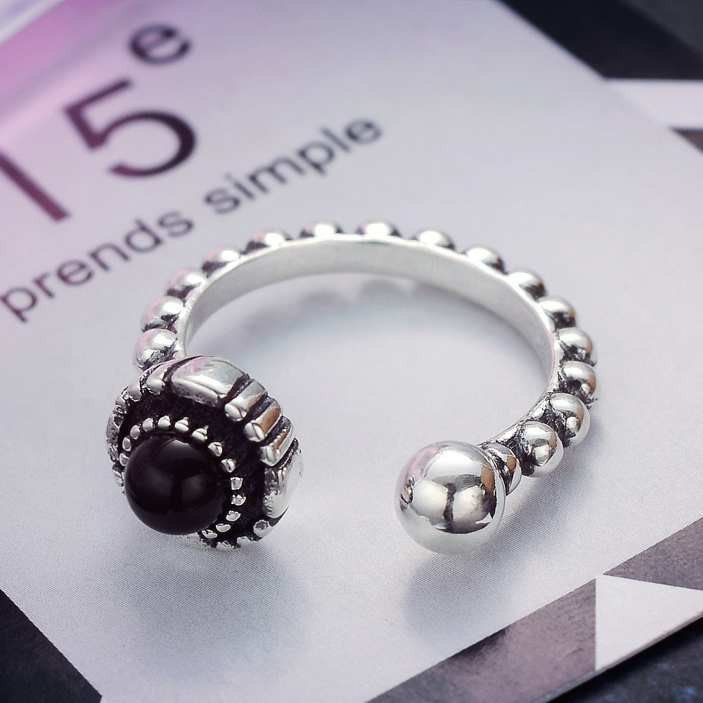 Curaçao black onyx chain Ring