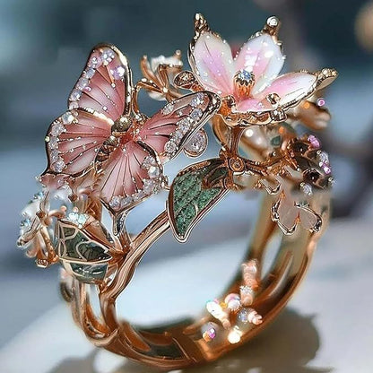 Curaçao Butterfly Crystal adjustable Ring