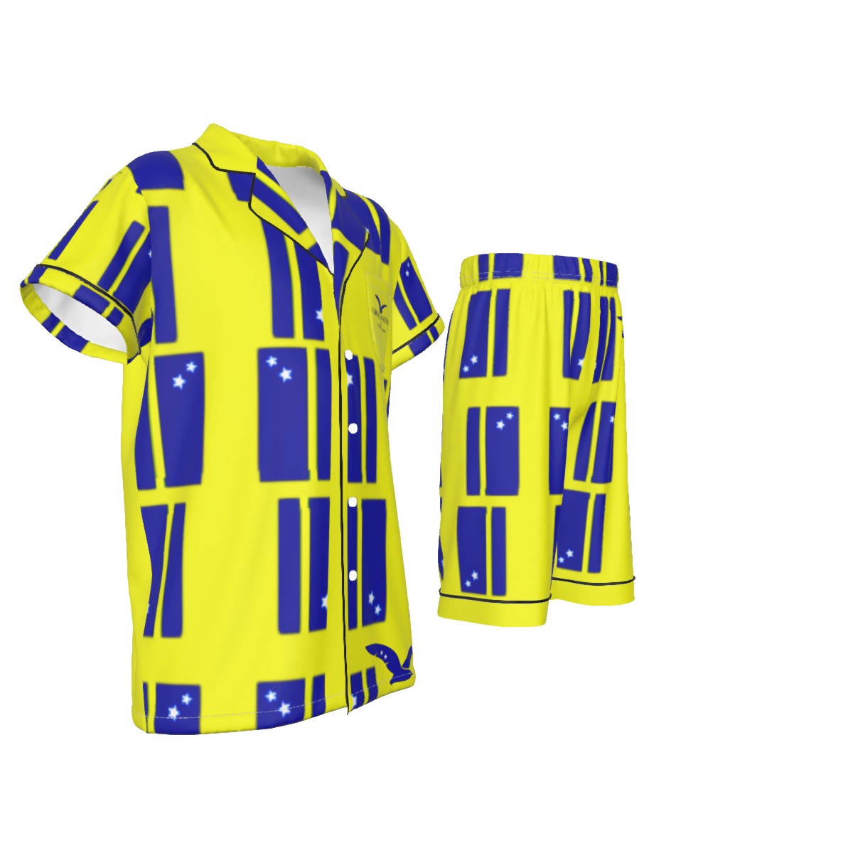 All-Over Print Kid's Imitation Silk Short Pajamas