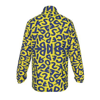 All-Over Print Men's Stand-up Collar Zip-up Windproof Jacket
