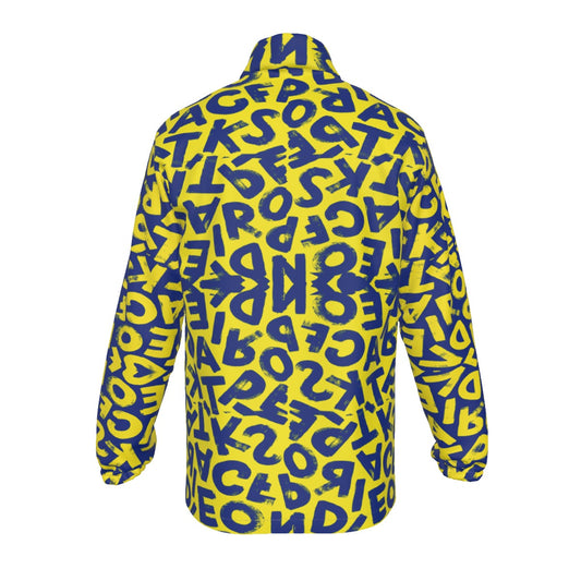 All-Over Print Men's Stand-up Collar Zip-up Windproof Jacket