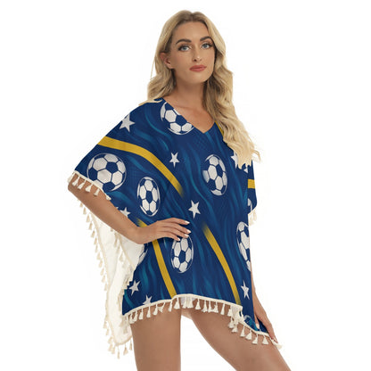 All-Over Print Women's Square Fringed Shawl