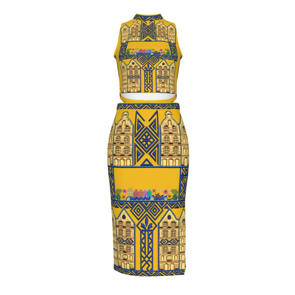 All-Over Print Women's Tank Top & Split High Skirt Set