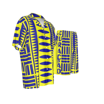All-Over Print Men's Imitation Silk Shirt Suit