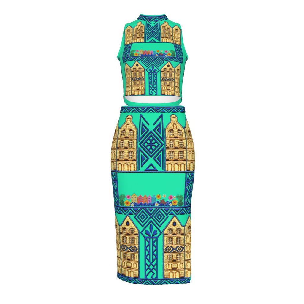 All-Over Print Women's Tank Top & Split High Skirt Set