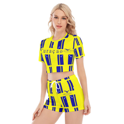 All-Over Print Women's O-neck T-shirt Shorts Suit