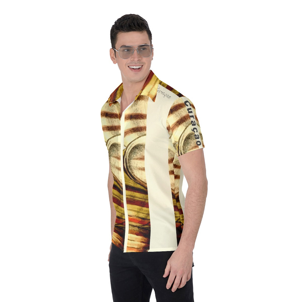 Curacao Flag Color Men's Shirt