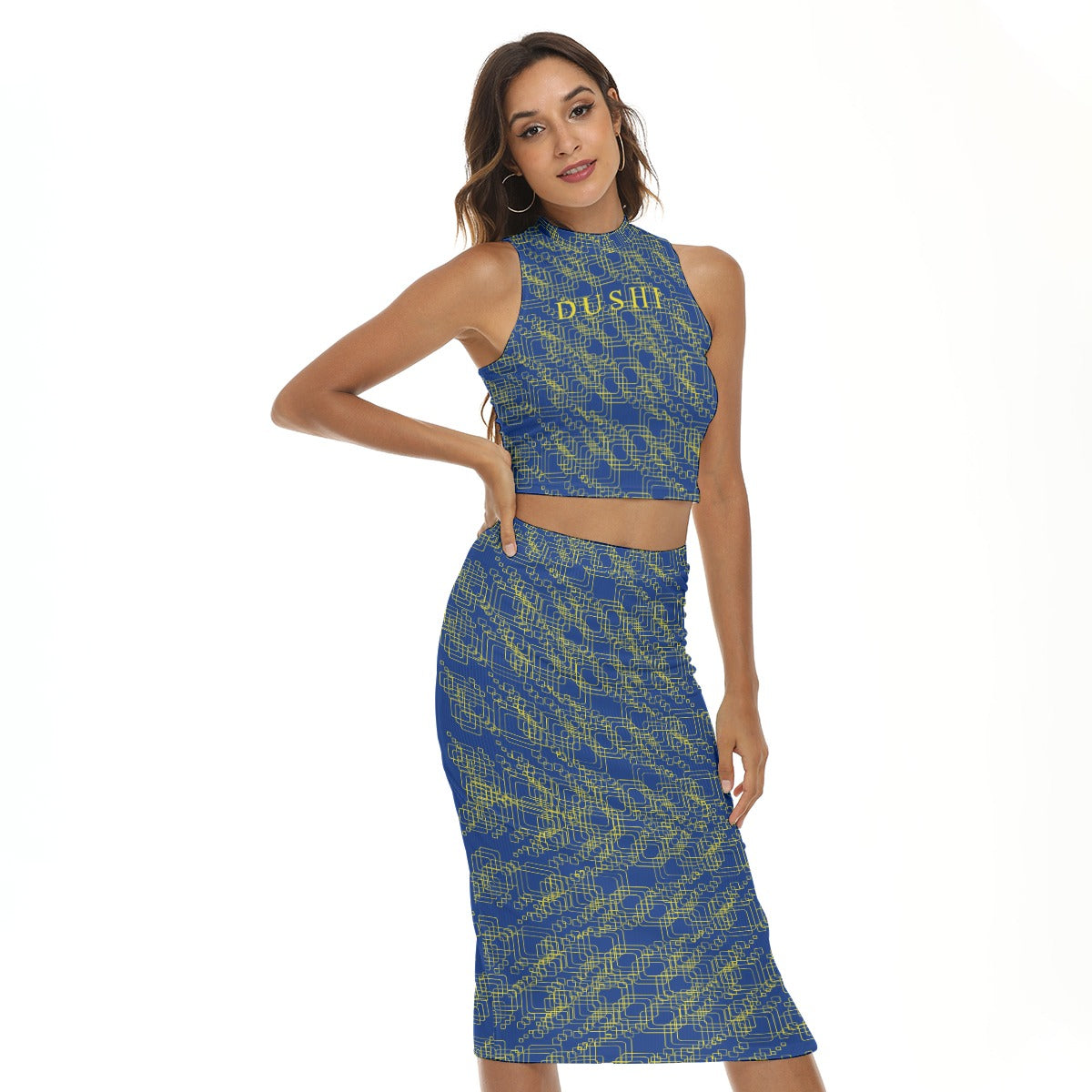 All-Over Print Women's Tank Top & Split High Skirt Set