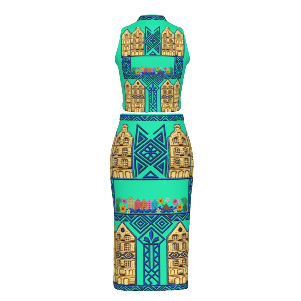 All-Over Print Women's Tank Top & Split High Skirt Set
