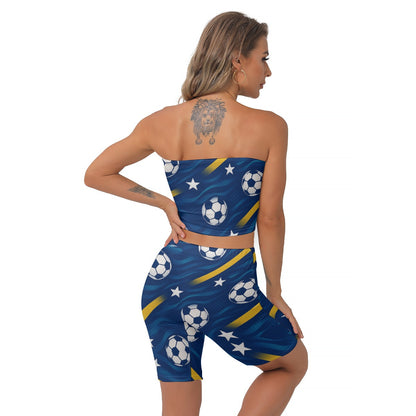 All-Over Print Women's Breast Wrap Shorts Suit