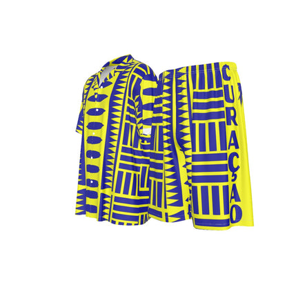 All-Over Print Men's Imitation Silk Shirt Suit