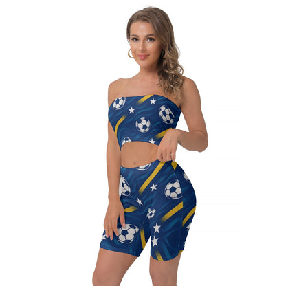 All-Over Print Women's Breast Wrap Shorts Suit