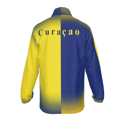 All-Over Print Men's Stand-up Collar Zip-up Windproof Jacket