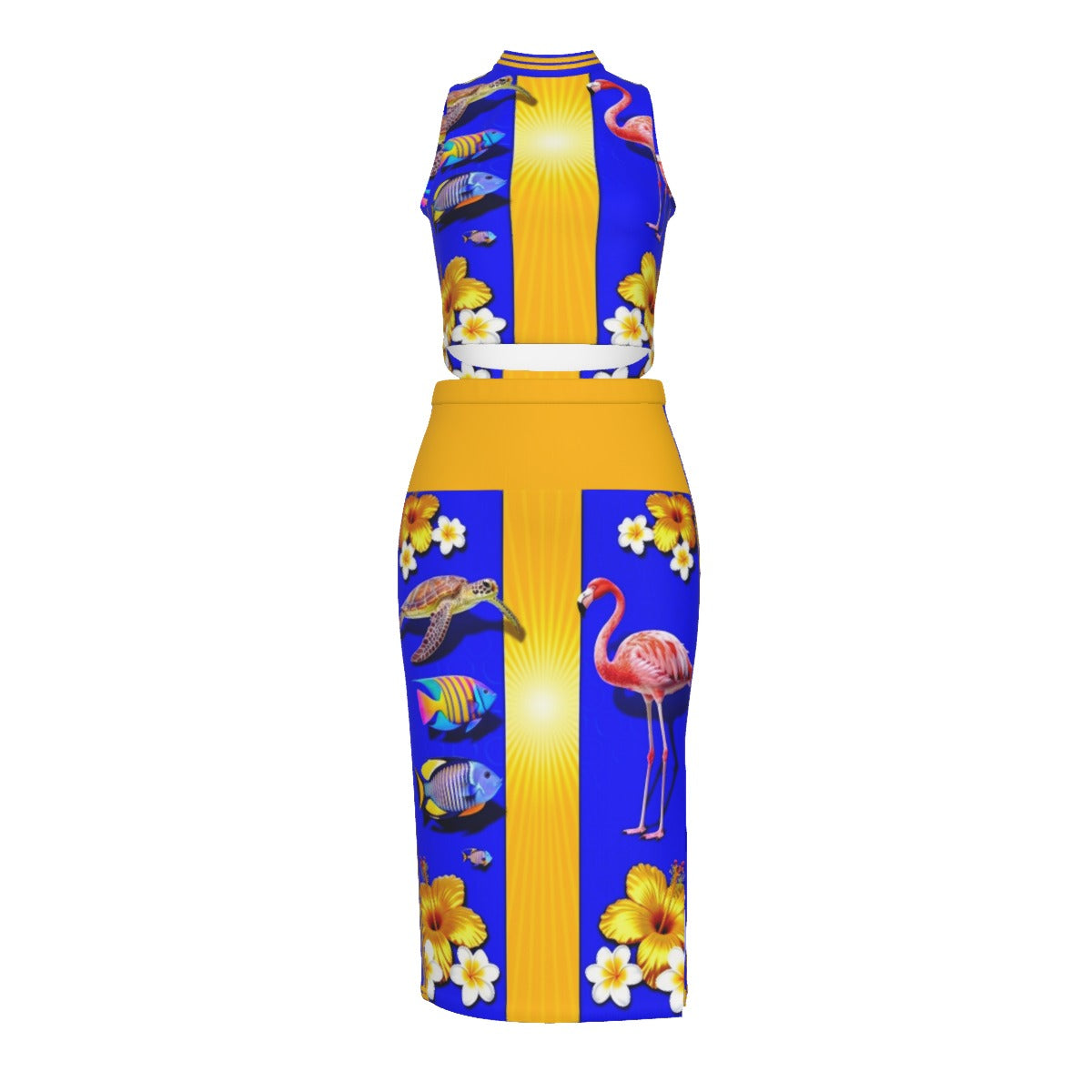All-Over Print Women's Tank Top & Split High Skirt Set