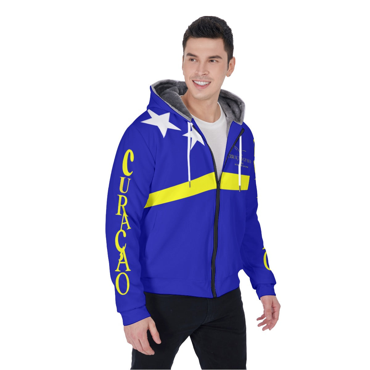 All-Over Print Men's Sherpa Fleece Zip Up Hoodie