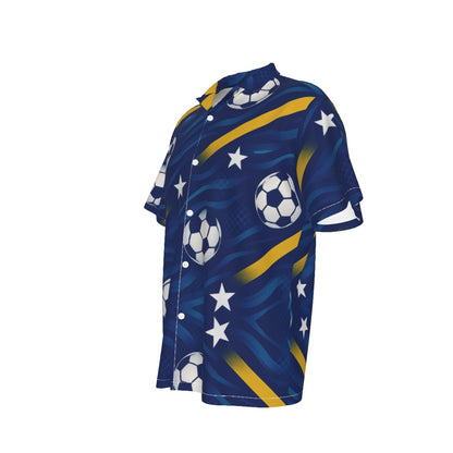 All-Over Print Men's Hawaiian Shirt With Button Closure