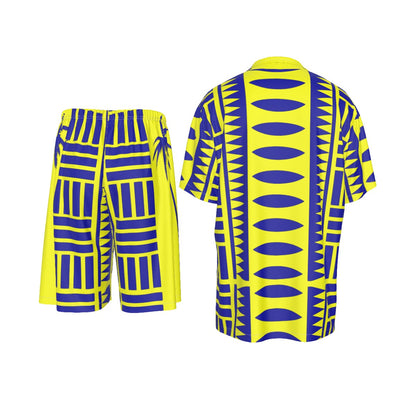 All-Over Print Men's Imitation Silk Shirt Suit