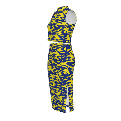 All-Over Print Women's Tank Top & Split High Skirt Set