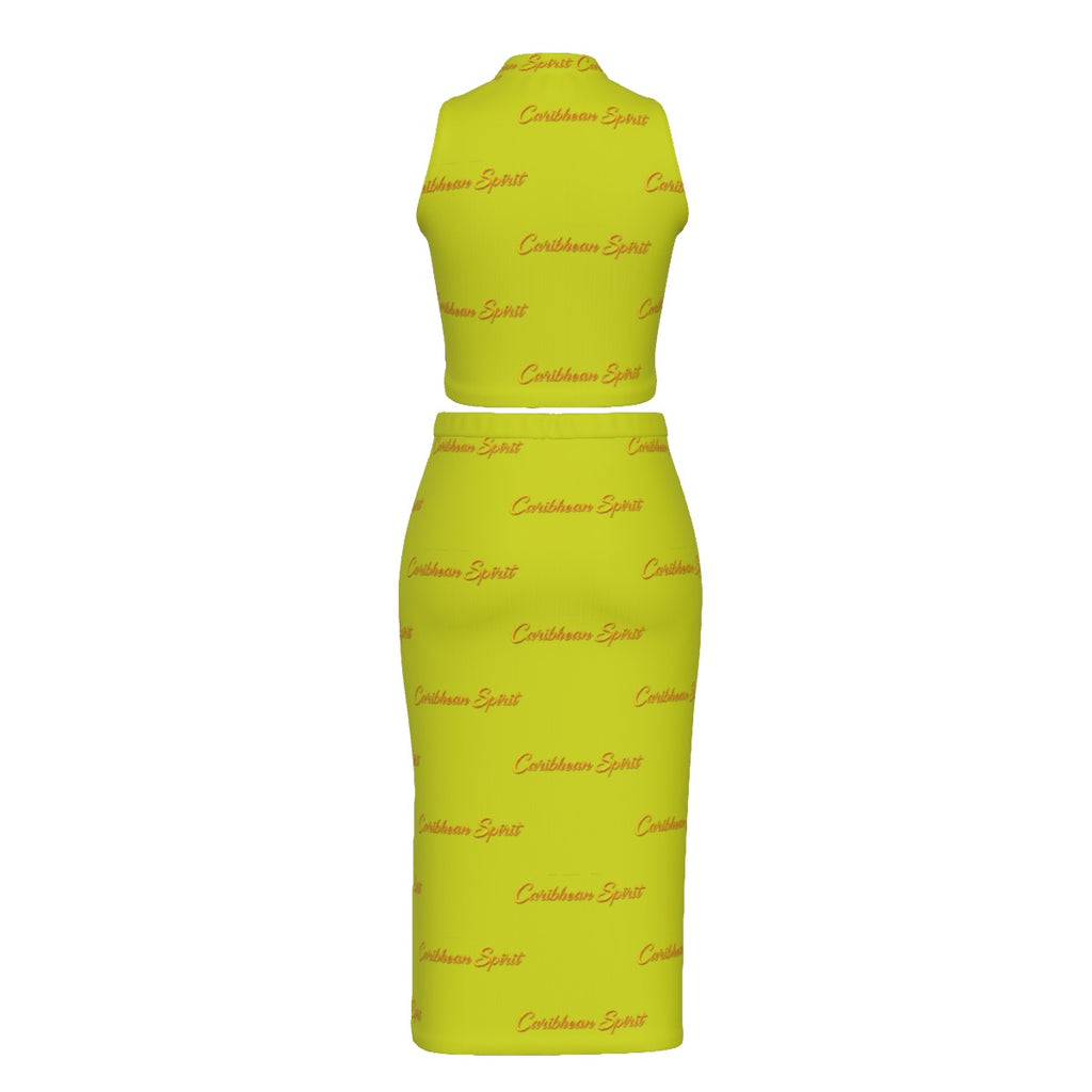 All-Over Print Women's Tank Top & Split High Skirt Set