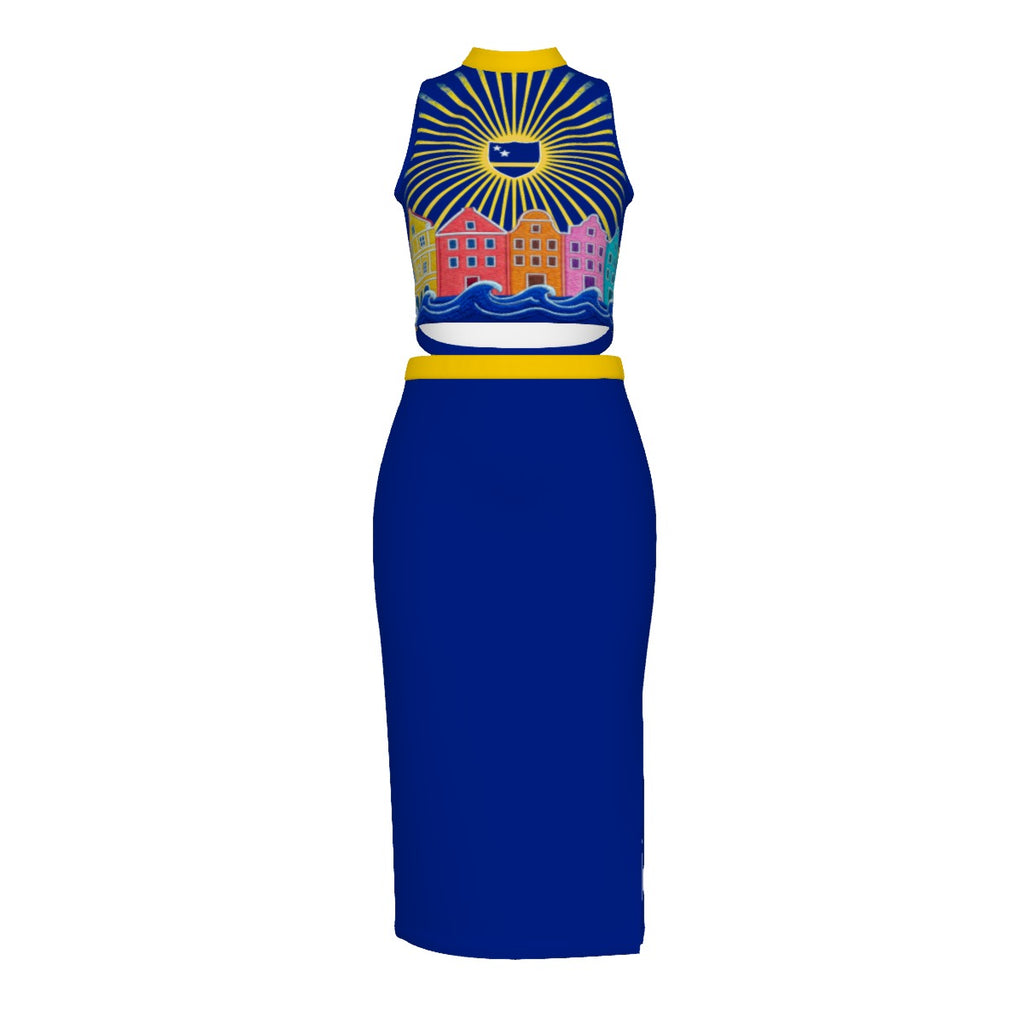 All-Over Print Women's Tank Top & Split High Skirt Set
