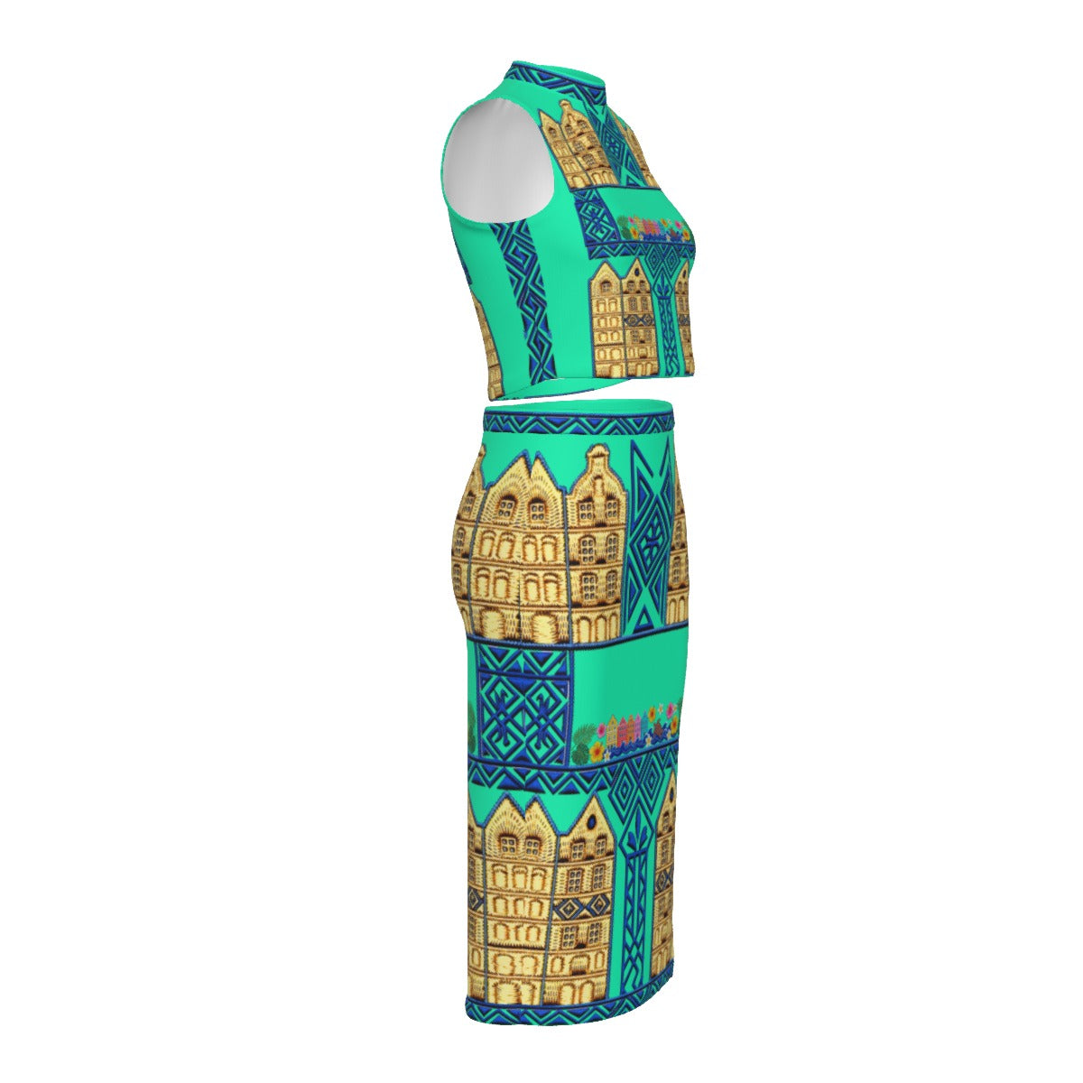 All-Over Print Women's Tank Top & Split High Skirt Set